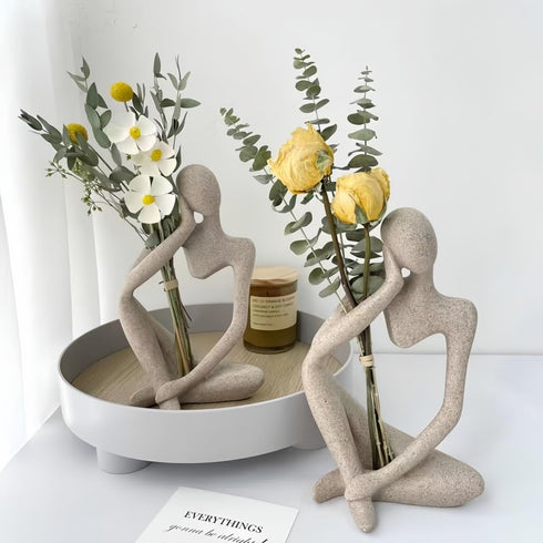 Set 3 Thinker Statues Home Decor, of Pcs Grey Resin Trendy Abstract Art Sculpture Collectible Figurines Home Office
