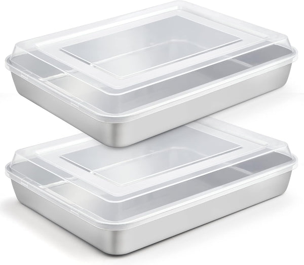TeamFar Lasagna Pan, 12?’’ x 9¾’’ x 2’’ - Stainless Steel Rectangular Cake Brownie Baking Pan with Lid