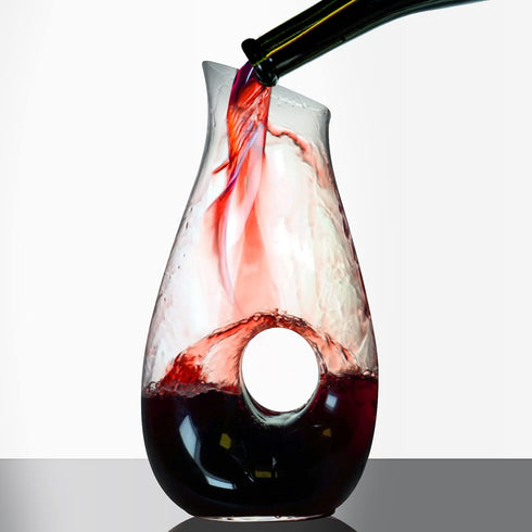 Hollow Circle Wine Decanter - 1500 ml Lead-Free Crystal Clear Glass Decanter for Red Wine, Juice, Elegant Wine Lovers