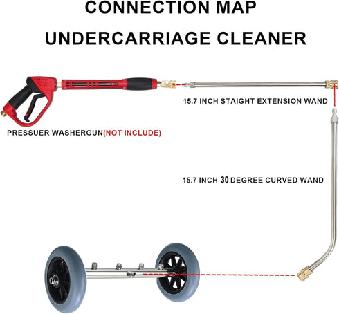 16 Inch 4000 Hourleey Pressure Washer Undercarriage Cleaner, Power Washer Surface Cleaner, Undercarriage Water Car