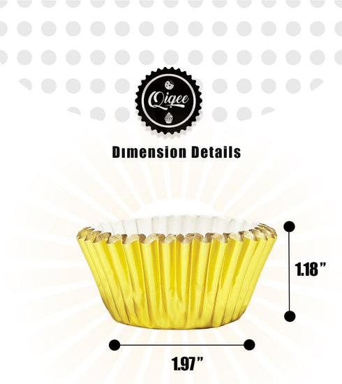 qiqee Gold Foil Cupcake Liners, 300 Count - Thick & Sturdy Baking Cups, Oil Resistant Muffin Liners, Standard Size