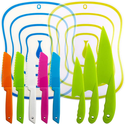 Sonku 10 Packs Kitchen Knife Set with Cutting Boards for Kids and Adults in Multi Colors