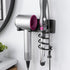 Tindbea Hair Dryer Holder + Curling Iron Holder, Matte Black Wall Mount Organizer for Bathroom