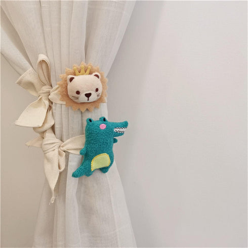 QIDHJH 2 Pack Curtain Tiebacks Cute Cartoon Animal Curtain Ties, Embroidered Animal Shape Bedroom Accessories, Curtain
