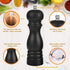 Premium Salt and Pepper Grinder Set of 2, Wood Shakers with Ceramic Core, Adjustable Coarseness, 6.5 Inch (Black+White)