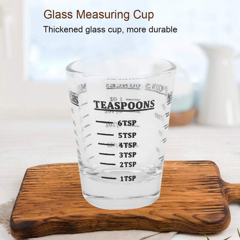 Maxmartt Measuring Shot Glass, 1 oz, 30ml, Small Glass Measuring Cup with Ounces Milliliters