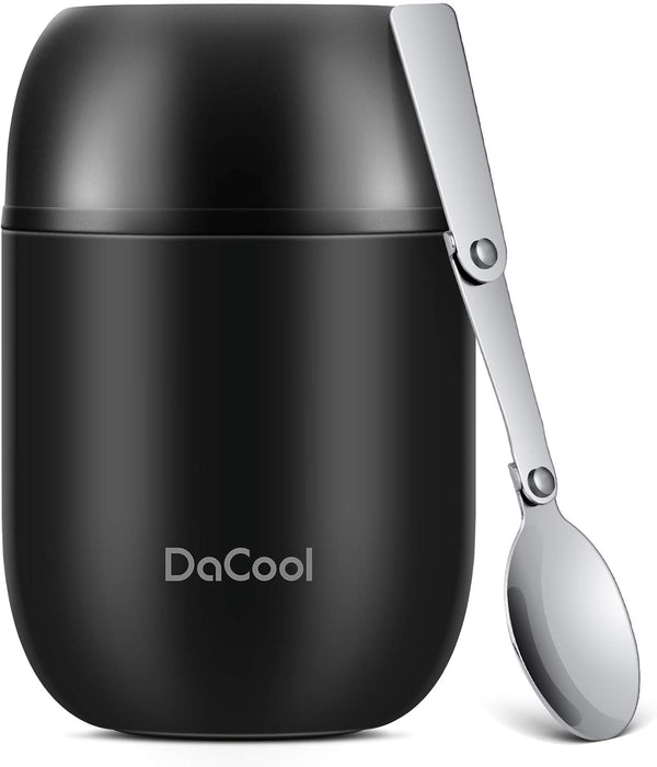 DaCool Insulated Lunch Container, 16 oz Stainless Steel Vacuum Bento Hot Lunch Box for Kids, Black