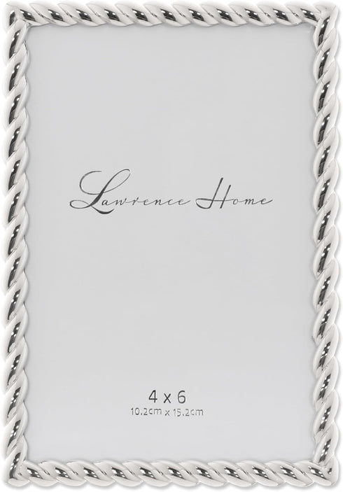 Lawrence Frames Rope Design Metal Frame, 4x6, Silver