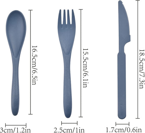 Wheat Straw Cutlery Set, Knives Spoons and Forks Set, Reusable Flatware for 5, Party, Travel, Work, Picnic, Camping