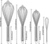 HOTEC 4 Pieces Stainless Steel Whisks Set - Wire Whisk, Balloon Whisk, Egg Beater Kitchen Utensils for Stirring