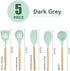 Kitchen Utensils Set, 5 Pcs Non-Stick Silicone Cooking Utensils with Wooden Handle, Heat Resistant Gadgets (Light Green)