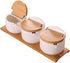 Counter (3) Ceramics Storage Jar Porcelain Condiment Jar Spice Container with with Flip Lid and Spoon - Best Creative