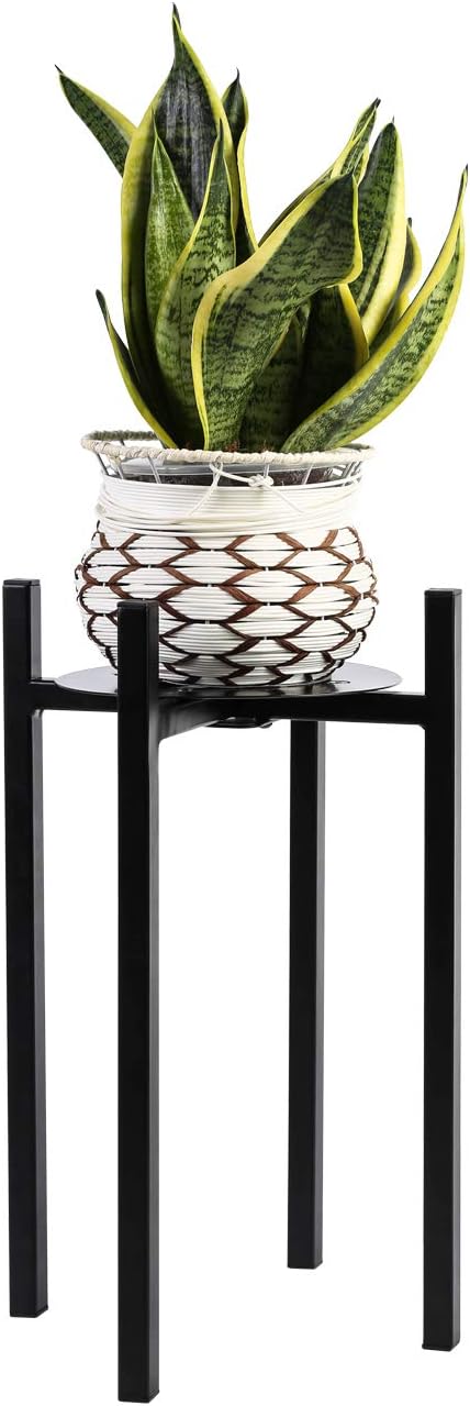 (15" Sunnyglade Plant Stand Metal Potted Plant Holder Sturdy, Galvanized Steel Pot Stand with Stylish Mid-Century