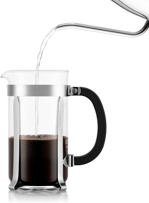 Bodum Chambord French Press Coffee Maker, 34oz, Polished Stainless Steel, High-Heat Borosilicate Glass, Made in Portugal