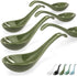 Artena 6.75 inch Solid Asian Soup Spoon Set of 6, Ultra-fine Porcelain Japanese Ramen Spoons for Pho, Miso, Dumpling