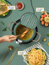 Japanese Tempura Deep Fryer Pot - Nonstick Carbon Steel Oil Fryer with Thermometer, 3.5L, Green Big Tempura Pan