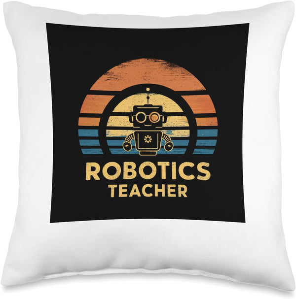 Vintage Cute Robot Stem Tee Throw Pillow - Robotics Teacher Stem School