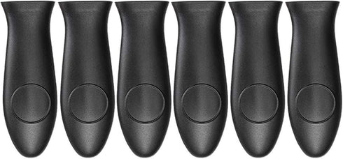 Silicone Hot Handler Holder, Reusable Dishwasher 6 Pcs Heat Resistant Pot Handle Sleeve for Cookware Handles Black