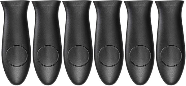 Silicone Hot Handler Holder, Reusable Dishwasher 6 Pcs Heat Resistant Pot Handle Sleeve for Cookware Handles Black