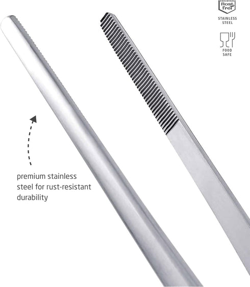 triangle Barbecue Tweezers, 13.8 in. (35 cm), Stainless Steel Culinary Tweezers for Precise Grilling, Dishwasher Safe
