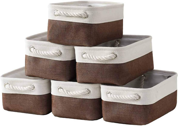 Small Storage Baskets for Shelves, Fabric Storage Baskets for Closet, Rectangular Collapsible Organizing Baskets