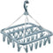 Clothes Drying Hanger with 32 Clips, Drip Foldable Hanging Rack (Light Blue)
