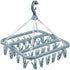 Clothes Drying Hanger with 32 Clips, Drip Foldable Hanging Rack (Light Blue)