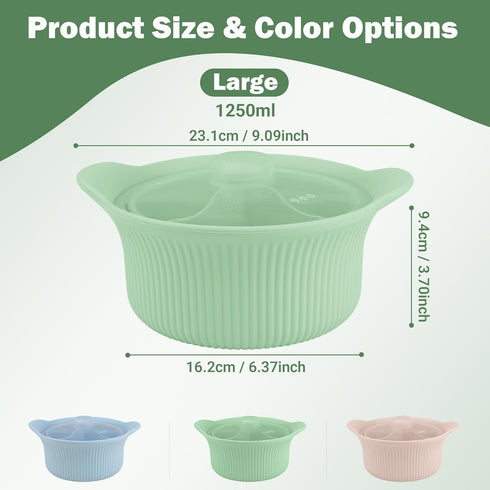 Jalopink 42oz(1250ml)) Silicone Microwave Steamer - Microwave Pot Steamer Basket Bowl for Baby Food, Vegetables