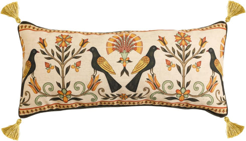 bilin gaier Brown Throw Pillow Covers 12 28 in,Floral Farmhouse Birds Flower