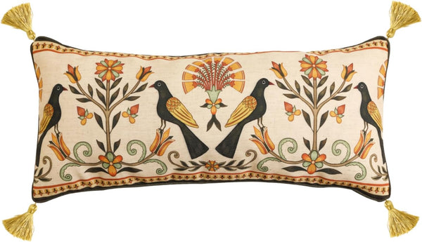 bilin gaier Brown Throw Pillow Covers 12 28 in,Floral Farmhouse Birds Flower