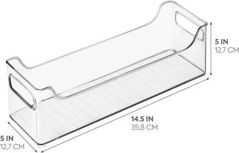 iDesign Plastic Organizer Bin with Easy Grip Handles, Set of 2, 14.5" x 5" x 5", Clear