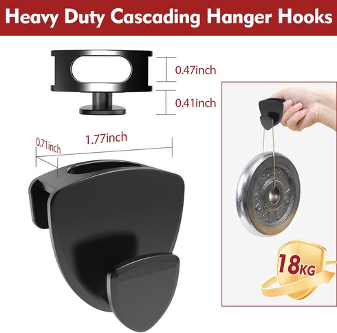 Hangers Space Saving 30Pcs, Heavy Duty Hanger Hooks for Closet Organizer, Black