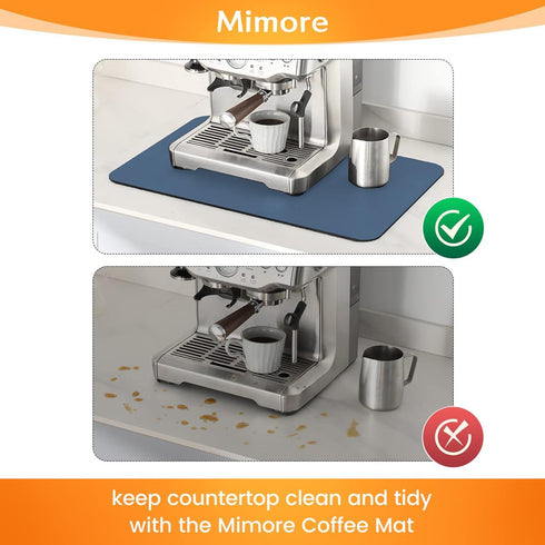 Mimore 16x24 Inch Blue Coffee Mat for Countertop, Absorbent Rubber Backed Coffee Bar Accessories