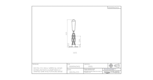 DE STA CO 210-U Vertical Hold Down Action Clamp with U-Shaped Bar and Flanged Base