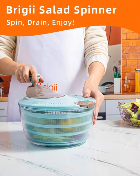 4.24 Brigii Salad Spinner, Quart Lettuce Spinner with Double Drainage Holes, Salad Dryer for Washing, Spinning