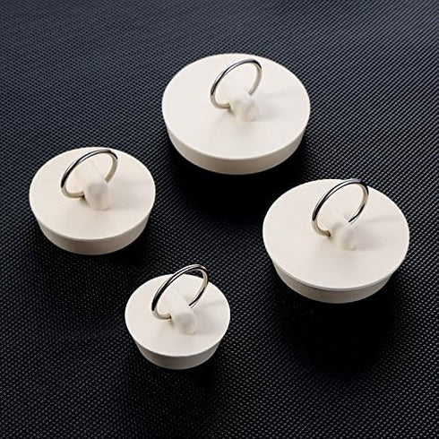 Hestya 4 Pieces Rubber Drain Stopper Set, Bathtub Sink Plug with Hanging Ring for Kitchen and Bathroom