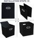Black Fabric Storage Bins Cube, 11x11x11 Fabric Cubby Organizer Baskets with Handle, Foldable Basket for Closet, Set of