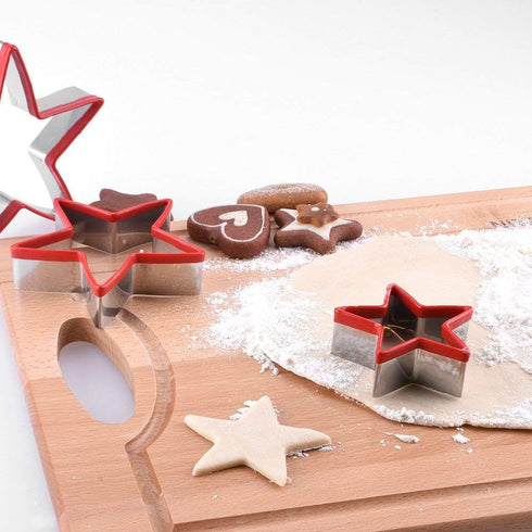 Star Cookie Cutters Set - 3pcs Stainless Steel, Food Grade Large & Mini Star Cookie Cutters for Cookies, Sandwiches