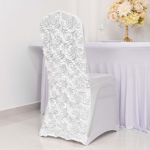 Efavormart 5 PCS White Satin Rosette Spandex Stretch Folding Chair Cover for