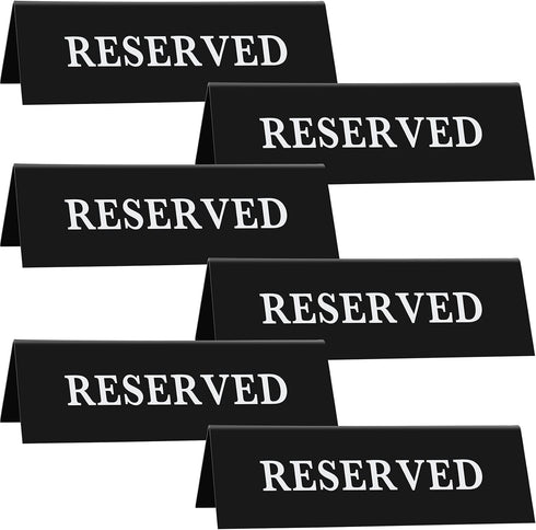 6 Pieces Plastic Reserved Table Sign, Table Tent Wedding Guest Reservation Seat Sign for Restaurant Wedding Chairs