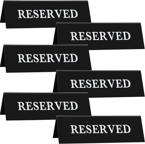 6 Pieces Plastic Reserved Table Sign, Table Tent Wedding Guest Reservation Seat Sign for Restaurant Wedding Chairs