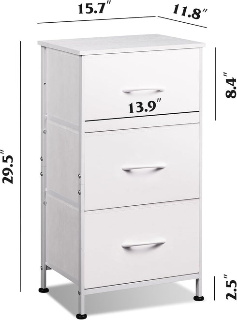 3 Closets, WLIVE Nightstand with Drawers, Fabric Dresser, Organizer Unit, Storage Dresser for Bedroom, Hallway