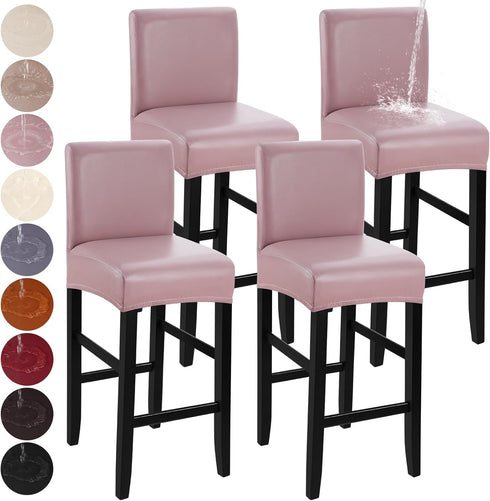 YISUN Bar Stool Covers, Stretch Waterproof PU Bar Stool Slipcover Removable Washable