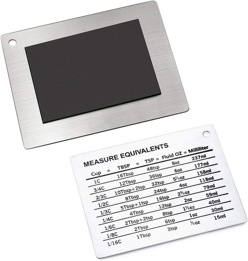 Magnetic Kitchen Baking Conversion Chart, Stainless Steel Refrigerator Magnet for Cups, Tablespoons, Teaspoons, Fluid Oz