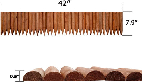 Worth Garden 3.5 Ft Wooden Short Fence Outdoor Landscape Edging Flexible Decorative Border - Tree Fence - Spring Garden & Yard Maintenance - 7.9'' H x 42'' L - (H:7.9'', Brown) - K619B04