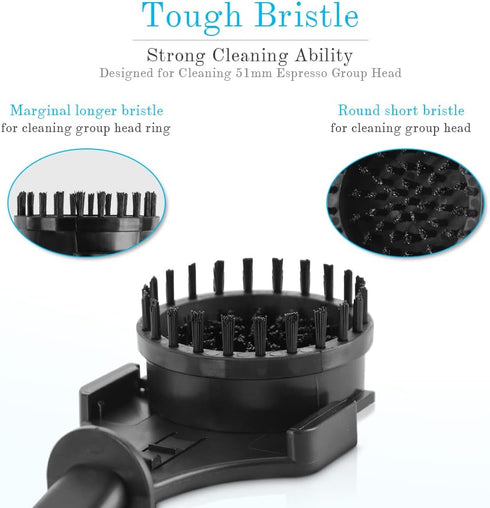 Espresso Machine Grouphead Cleaning Brush, CAFEMASY 360° Nylon Bristles for 51mm Espresso Machine