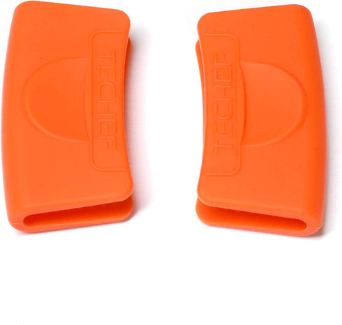 TECHEF - Silicone Pot Holders/Pinch Grips/Oven Mitts - Orange, Set of 2, Made in Korea