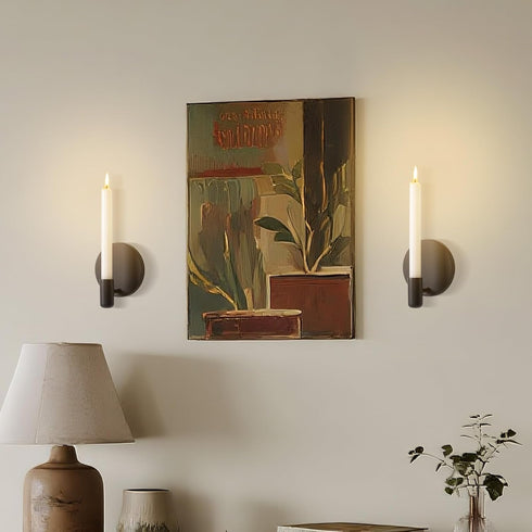 Set 2 0.82 Inch Matte Black Wall Sconce Candle Holders of for Taper Candles, Minimalist Metal Wall Mounted Candlestick