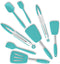 Silicone Spatulas Set Turners Tongs Cooking Utensils Set, High Heat Resistant Kitchen Scraper for Mixing Baking