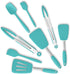 Silicone Spatulas Set Turners Tongs Cooking Utensils Set, High Heat Resistant Kitchen Scraper for Mixing Baking